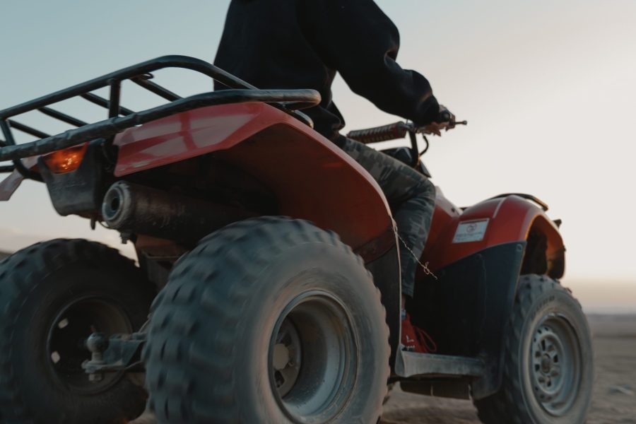 ATV quad bikes adventure tour in the desert near the pyramids